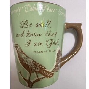 DaySpring Green Coffee Mug Be Still And Know That I Am God Psalm 46:10 Ceramic